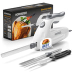 Homaider Electric Knife for Turkey, Meat Slicing, Bread, Fillet, Foam & More | Ergonomic Handle + 2 Stainless Steel Carving Blades & Serving Fork Included