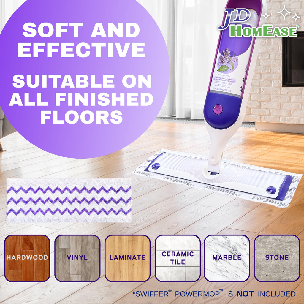JD HOMEASE 24 Pack Microfiber Disposable Pads for Swiffer PowerMop Multi-Surface Mopping Pad Refills, Deep Clean Replacement