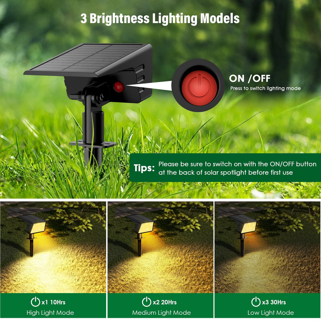 LAMKEEP Solar Spot Lights Outdoor with 60 LED & Auto On/Off, 4 Pack Solar Lights Outdoor Waterproof IP68 with 3 Lighting Modes, 2-in-1 Solars Landscape Light for Outside, Garden, Yard(Warm White)