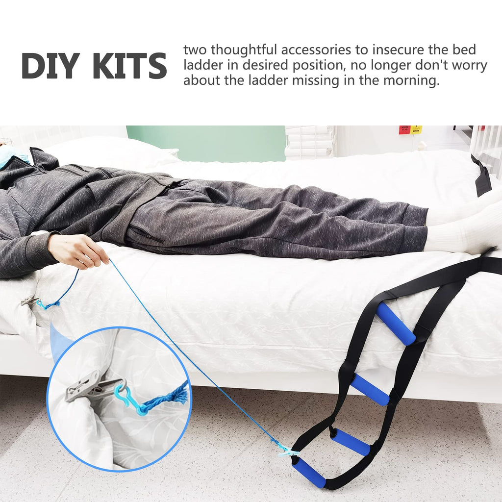 Bed Ladder Assist,Pull up Helper and Sit up Helper 4 Handle Grips,Bed Rail Assistance Devices Adjustable Length Bed Lift for Most Beds Mobility Aid for Elderly, Handicapped,Injured (160 INCHES)