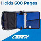 Case-it School Zipper Binder | 3" O-Rings | 600-Sheet | D-146 Midnight Blue