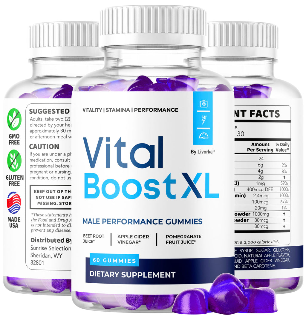 LIVORKA Vital Boost XL Gummies - Official VitalBoost XL Gummys for Men Premium Natural Ingredients - Maximum Strength, Advanced Formula Support for Overall Health & Wellness, 60 Gummies for 1 Month