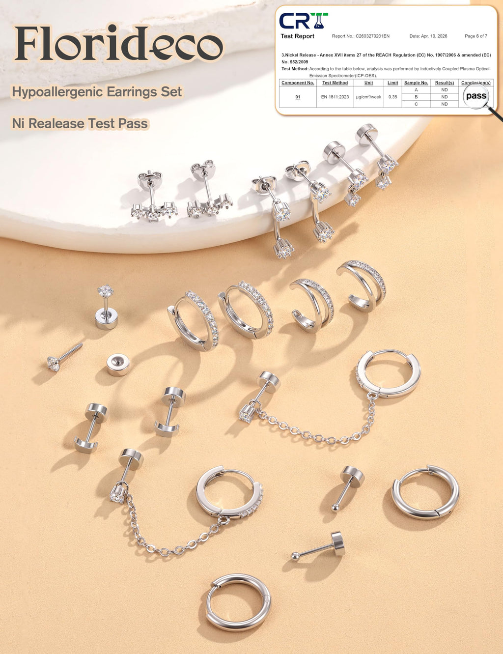 Florideco Silver Earrings Hypoallergenic Cartilage Earring Stacks