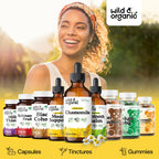 Wild & Organic Chamomile Flowers Tincture - Calming Supplement for Relaxation - Chamomile Extract Liquid Drops - Vegan, Sugar & Alcohol-Free - 4 fl oz
