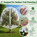 3 Pack 8 x 8 ft Large Fruit Tree Netting Covers with Zipper & Drawstring, Extra Fine Mesh Garden Netting for Blueberry Peach Apple Trees, Protects Fruit from Birds, Squirrels, Deer, Cicadas & Beetles