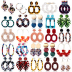 FIFATA 25 Pairs Acrylic Resin Statement Earrings Set for Women Mottled Hoop Fashion Drop Dangle Jewelry Hypoallergenic for Sensitive Ears