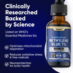 Blissta USP Pharmaceutical Grade Methylene Blue 1% Solution – Third-Party Lab Tested, Formaldehyde-Free, Heavy Metal Free –Nootropic - Cognitive Support, Brain Health, Energy & Focus Drops – 30ml