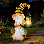 Solar Gnome Garden Decor with LED Lantern,Outdoor Gnomes Statues