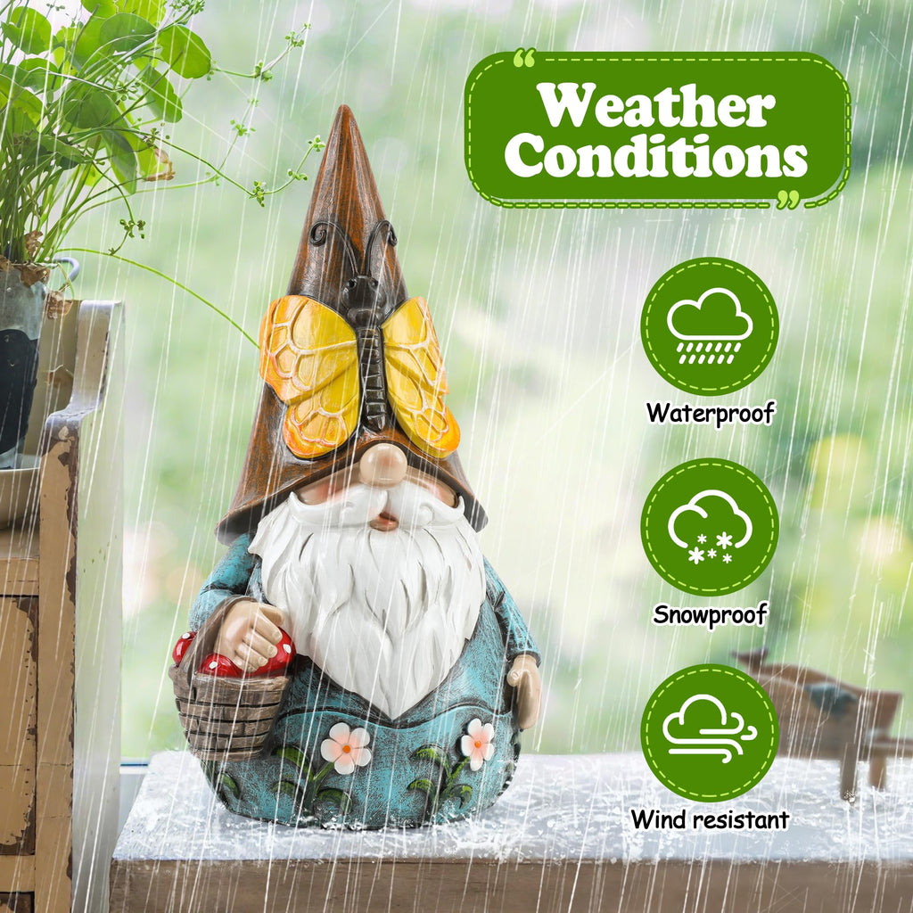 Butterfly Gnome Garden Statue Cute Resin Outdoor Gnome Nomes Gift for Women
