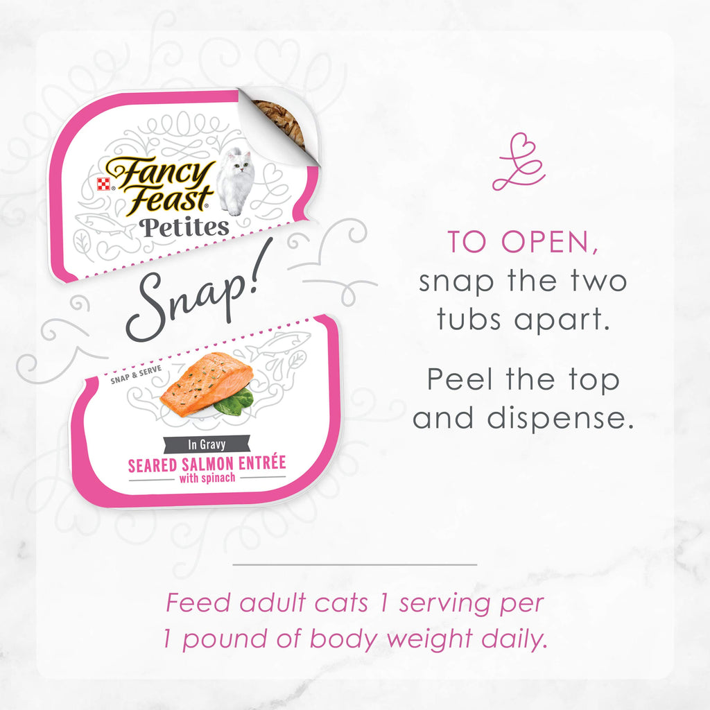Purina Fancy Feast Petites Seared Salmon Entree With Spinach in Gravy Gourmet Wet Cat Food - (Pack of 12) 2.8 oz. Tubs