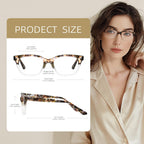 FancyFlower Square Reading Glasses for Women - Blue Light Blocking Reader - Amber Mist - Honey Crystal 2.0x