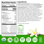Orgain Organic Vegan Protein + 50 Superfoods Powder, Vanilla Bean - 21g Plant Based Protein, 8g Prebiotic Fiber, No Lactose Ingredients, Gluten Free, No Added Sugar, 1.12 lb (Packaging May Vary)