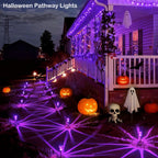 Gorrzai Halloween Solar Lights Outdoor 10 Pack LED Purple Pathway Lights