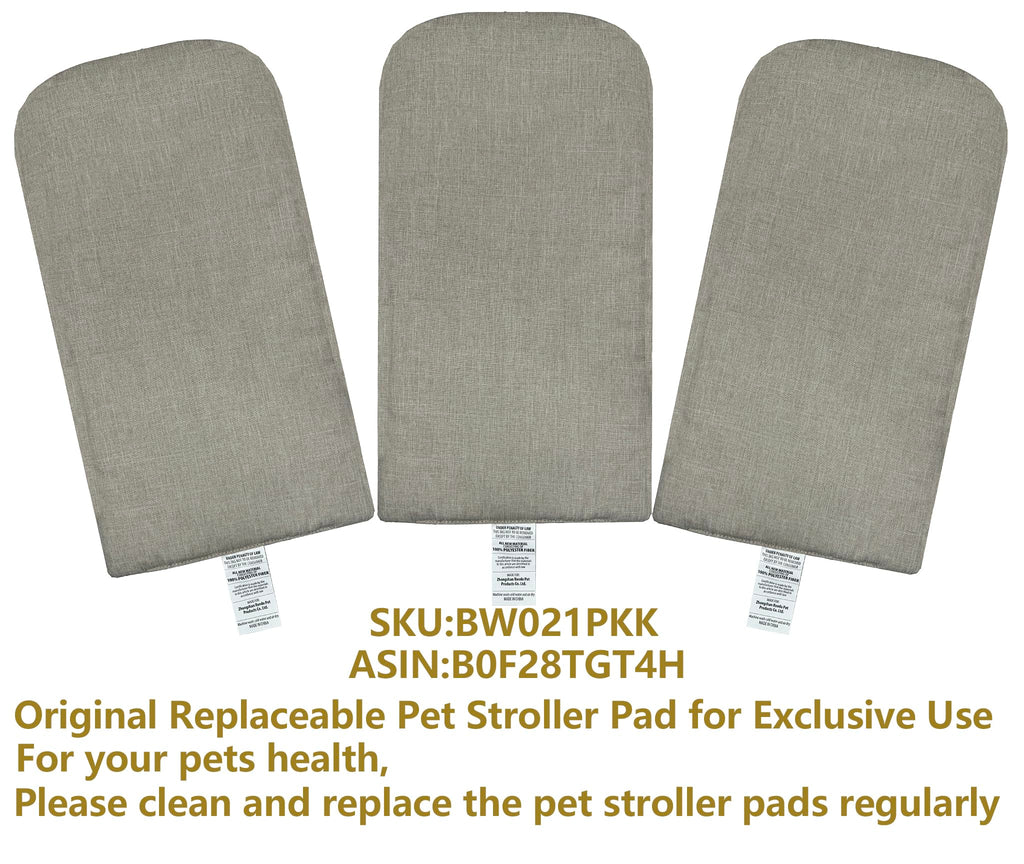 ROODO Pet Stroller Mat,Dog Stroller Cushion,Inner Pad for Exclusive Use,Original,Replaceable,Easy to Clean,Set of 3 pc(Khaki)