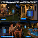 Solar Bug Zapper Outdoor, Solar Mosquito Zapper Outdoor with Ground Bracket, AUTO On/Off Solar Fly Zapper with Illuminated Light, Rechargeable Cordless Mosquito Traps for Camping Paito Backyard Garden