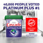 Cascade Platinum Plus ActionPacs Dishwasher Detergent Pods, Dishwasher Soap, Cleaning Supplies, Mountain, 62 Count