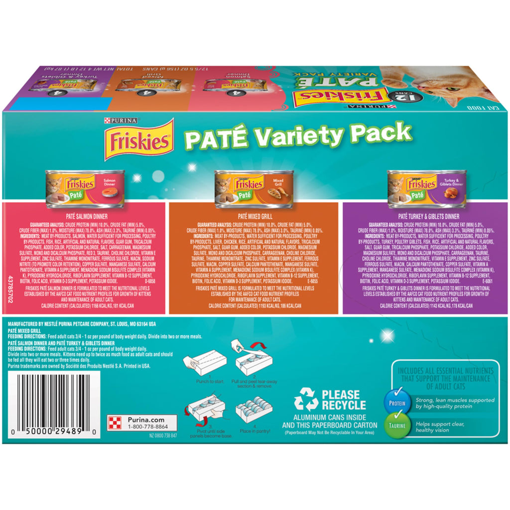 Purina Friskies Wet Cat Food Pate Variety Pack, (24) 5.5 oz Cans