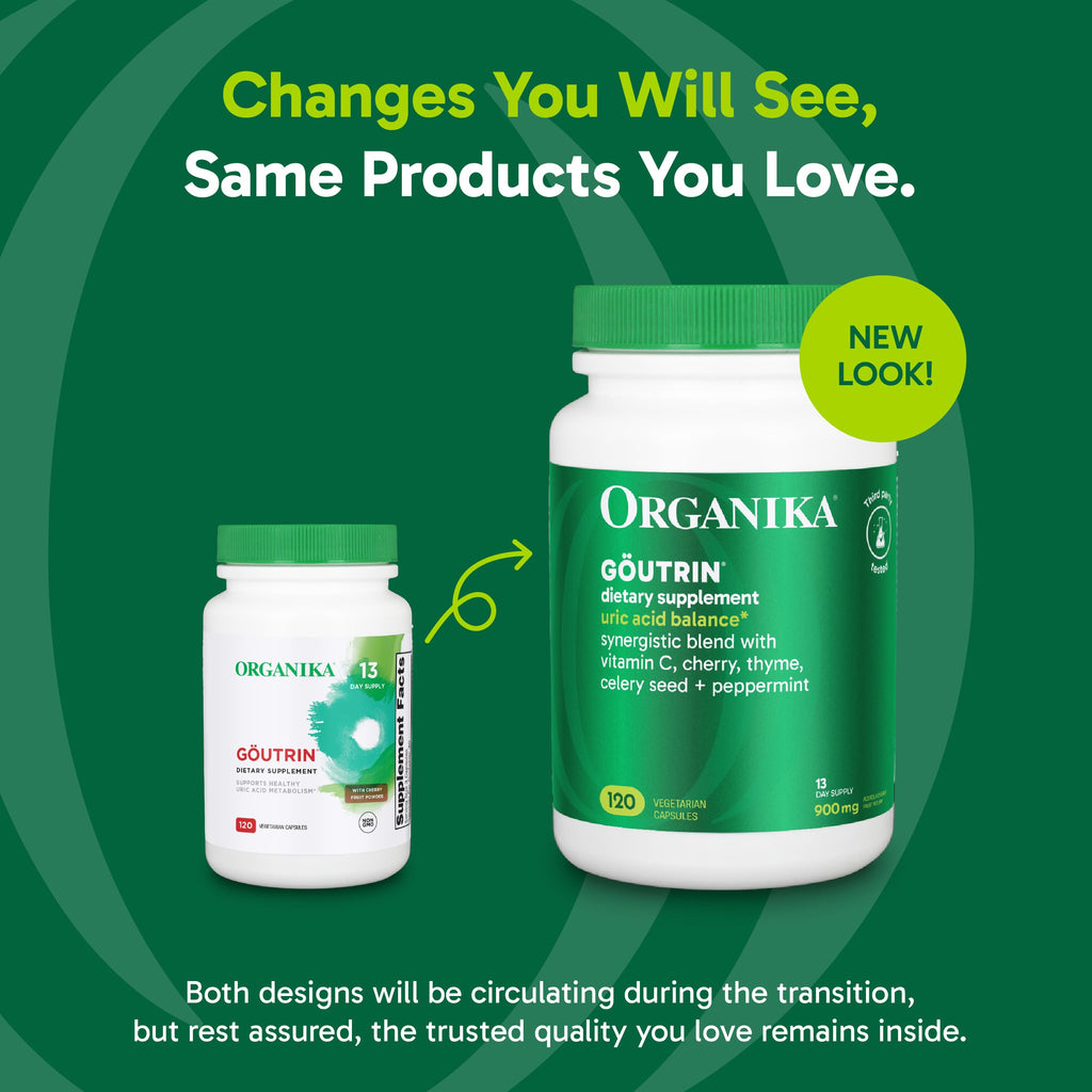 Organika Goutrin Uric Acid Flush for Gout (120 Caps): Gentle Gout Support with Cherry, Thyme, Celery Seed, Peppermint, & VIT C: Clean & Vegan Gout Supplements for Men & Women - Metabolism & Mobility