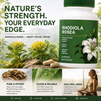 Shileoo Rhodiola Rosea Organic Supplement—Adapted Herbal Formula Helps Relieve Stress, Improve Mental Clarity, Focus, Replenish Natural Energy, and Boost Immunity—Non-GMO, 60 Capsules