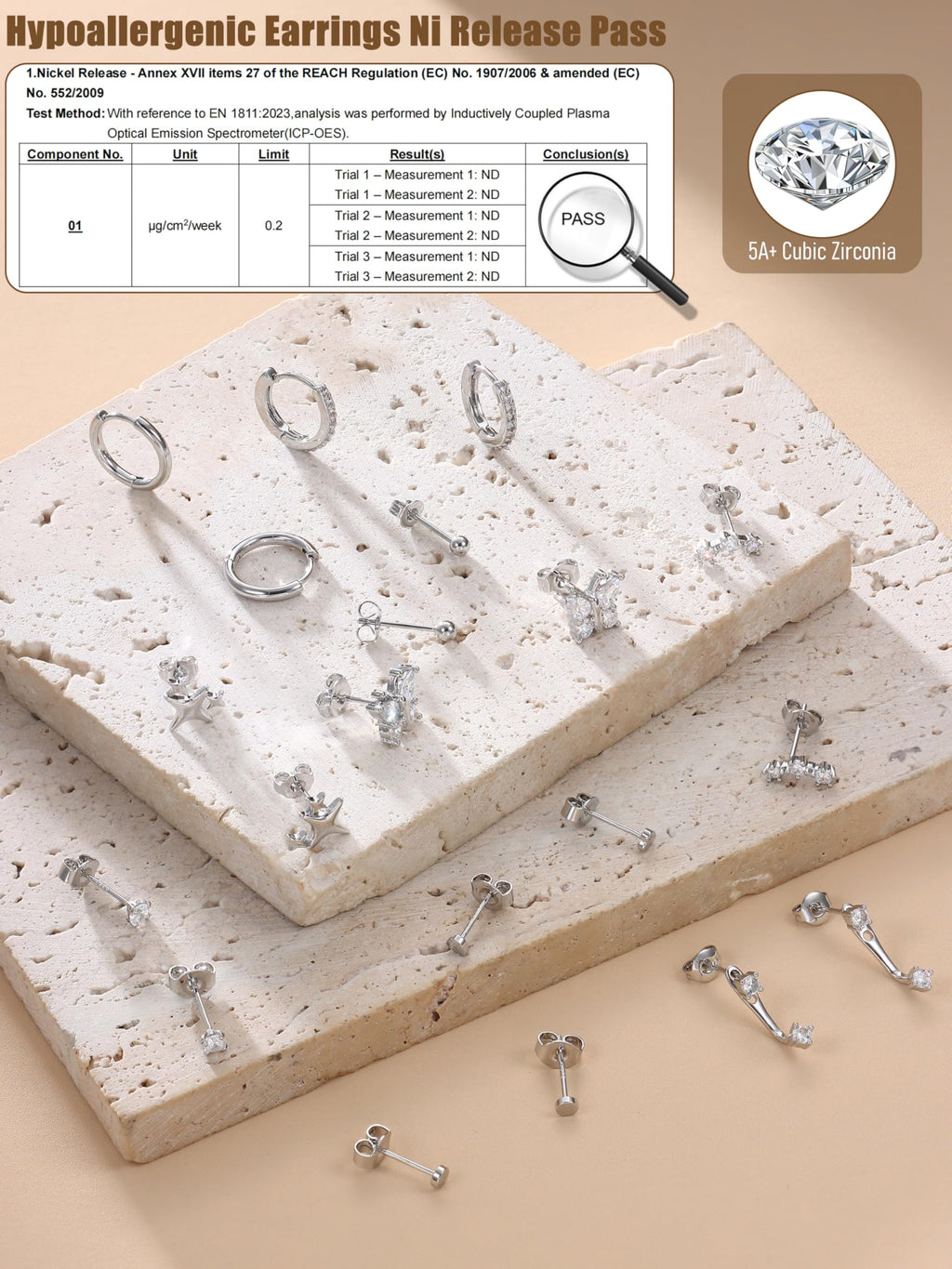 THUNARAZ 10 Pairs Sterling Silver Stud Earrings for Women Silver Hoop Set