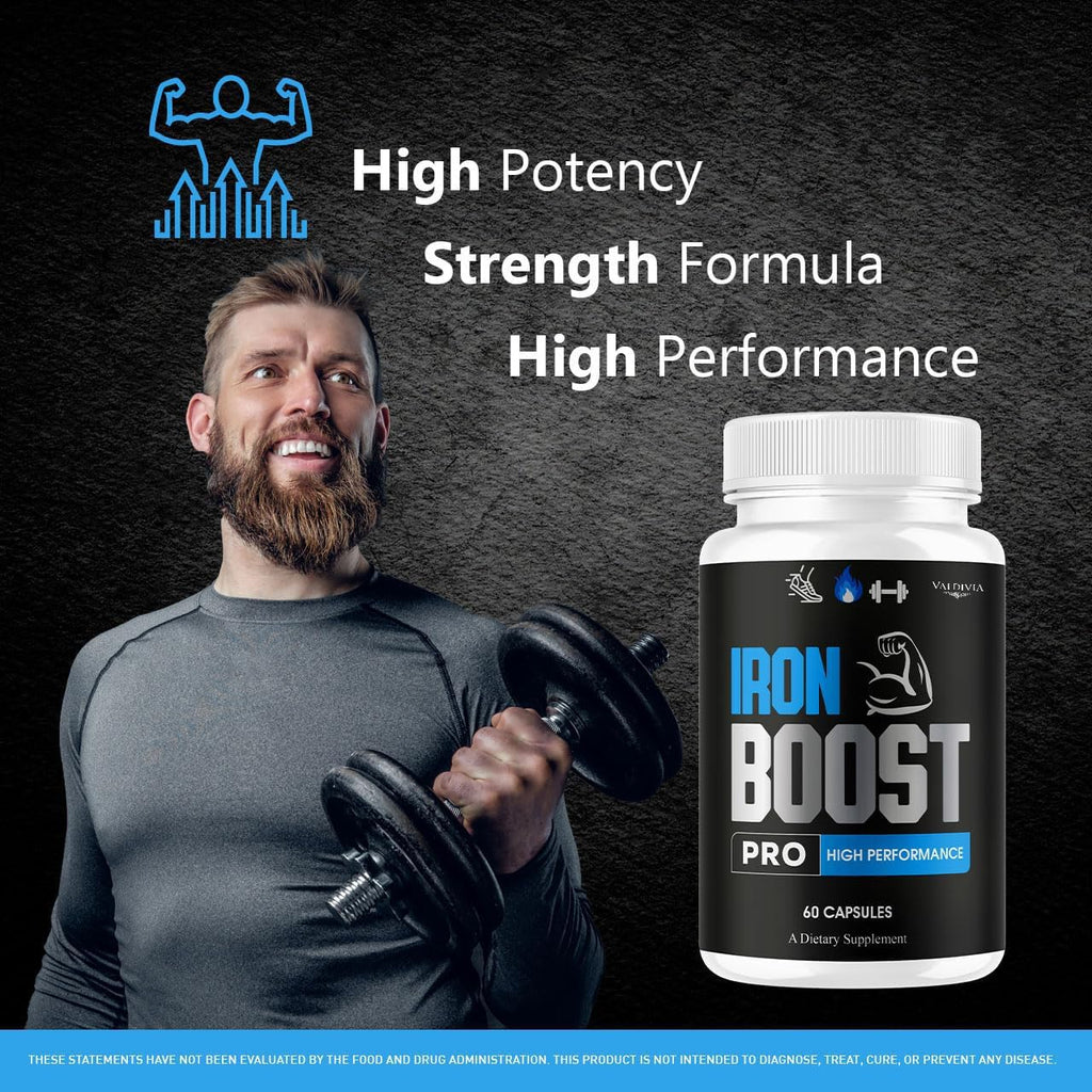 Iron Boost Pro Capsules - Official Iron Boost Pro Advanced Supplement Support - Maximum Strength, Natural IronBoost Pro for Overall Health & Wellness Reviews, 60 Capsules for 1 Month
