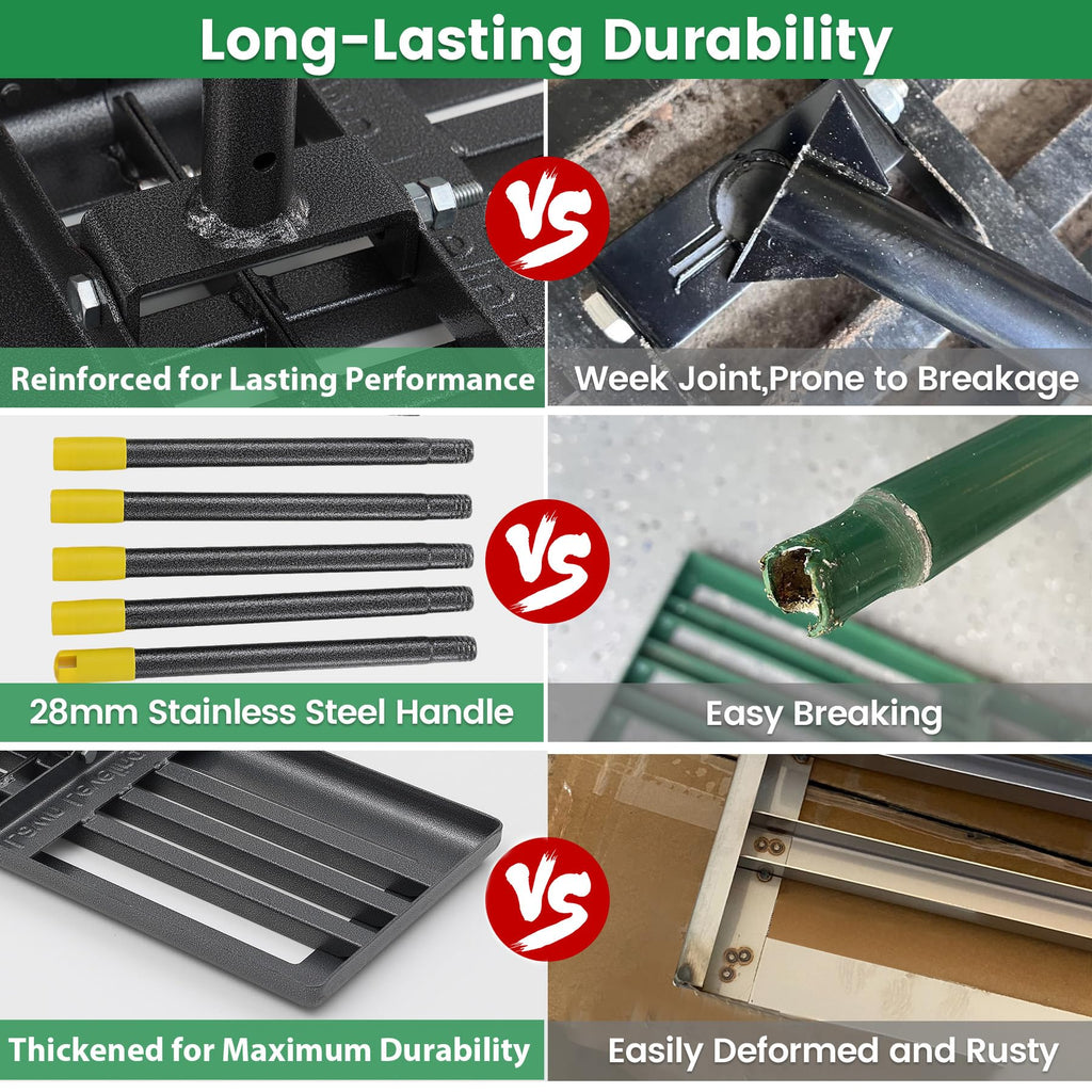Lawn Leveling Rake - Heavy Duty 30" x 10" Lawn Leveler,Anti-Flip Edge, Adjustable 6FT Handle, Folding Plate for Yard, Soil, Sand, Topsoil,Gravel - Garden Ground Top Dressing,Landscaping tool