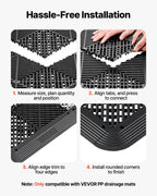 VEVOR Transition Edge Kit, 11-Piece, Durable PP Interlocking Modular Garage Floor Edging, Easy Installation, Only Compatible with VEVOR Drainage Mats, Black，Female