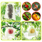 SmileLucky 100PCS Fruit Protection Bags with Drawstring, 8x12 Inch Green Organza Produce Bags for Fruit Trees, Mesh Netting for Garden Protection