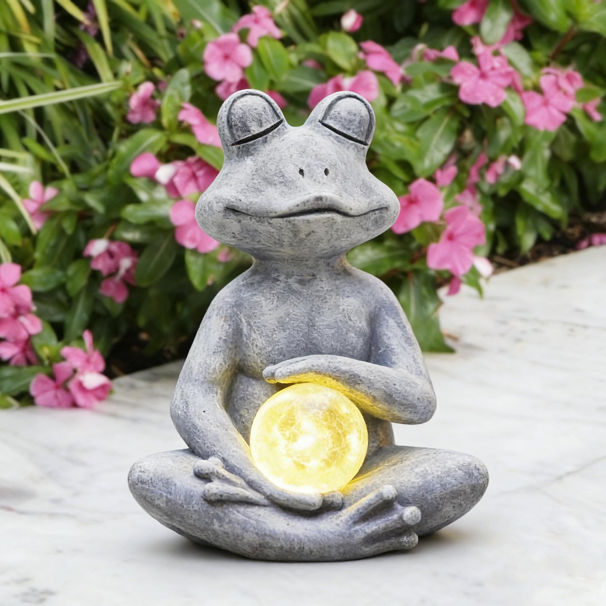 Fashionoda Solar Meditating Yoga Frog Statue 6.8L x 9.65H