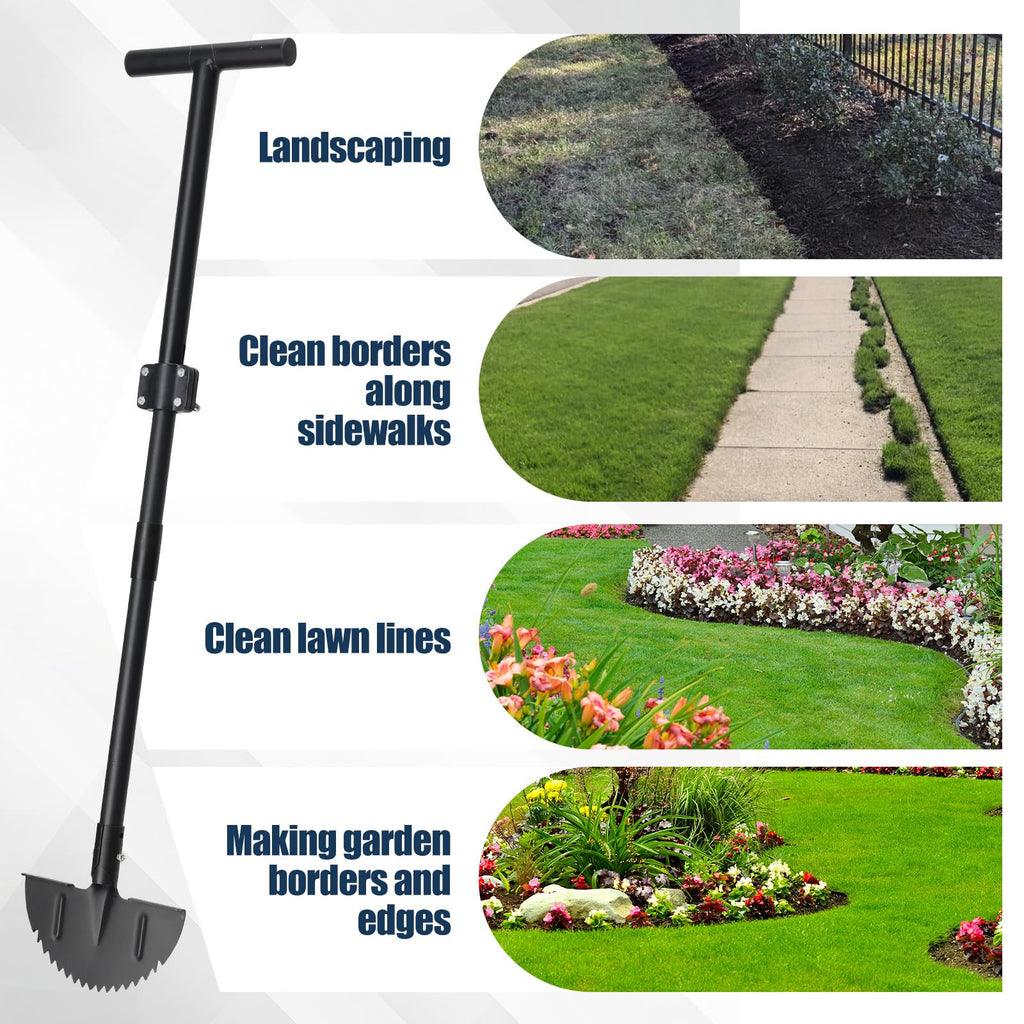 EUIJOIP Heavy Duty Edger Lawn Tool, 34-49 in Adjustable Carbon Steel Weed Cutter with Comfort-Grip Rubber Handle – Ideal for Lawn Edging, Yard Maintenance, and Garden Landscaping, Black
