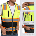 ArcRidge Reflective Safety Vest for Men and Women - High Visibility Construction Vest - Dual Tone Reflective Strips (Yellow-Black-Custom, Small)