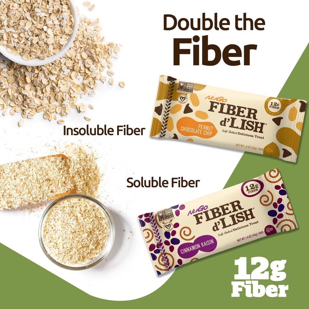 NuGo Fiber d'Lish Blueberry Cobbler, 12g High Fiber, Vegan, 150 Calories, 16 Count