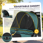 PawHut Dog Stroller for Small Dogs, 3 Wheel Foldable Pet Stroller with 12" Rubber Wheels, Mesh Window, One-Foot Brake, Storage Basket and Cup Holder, Up to 22 LBS, Dark Green