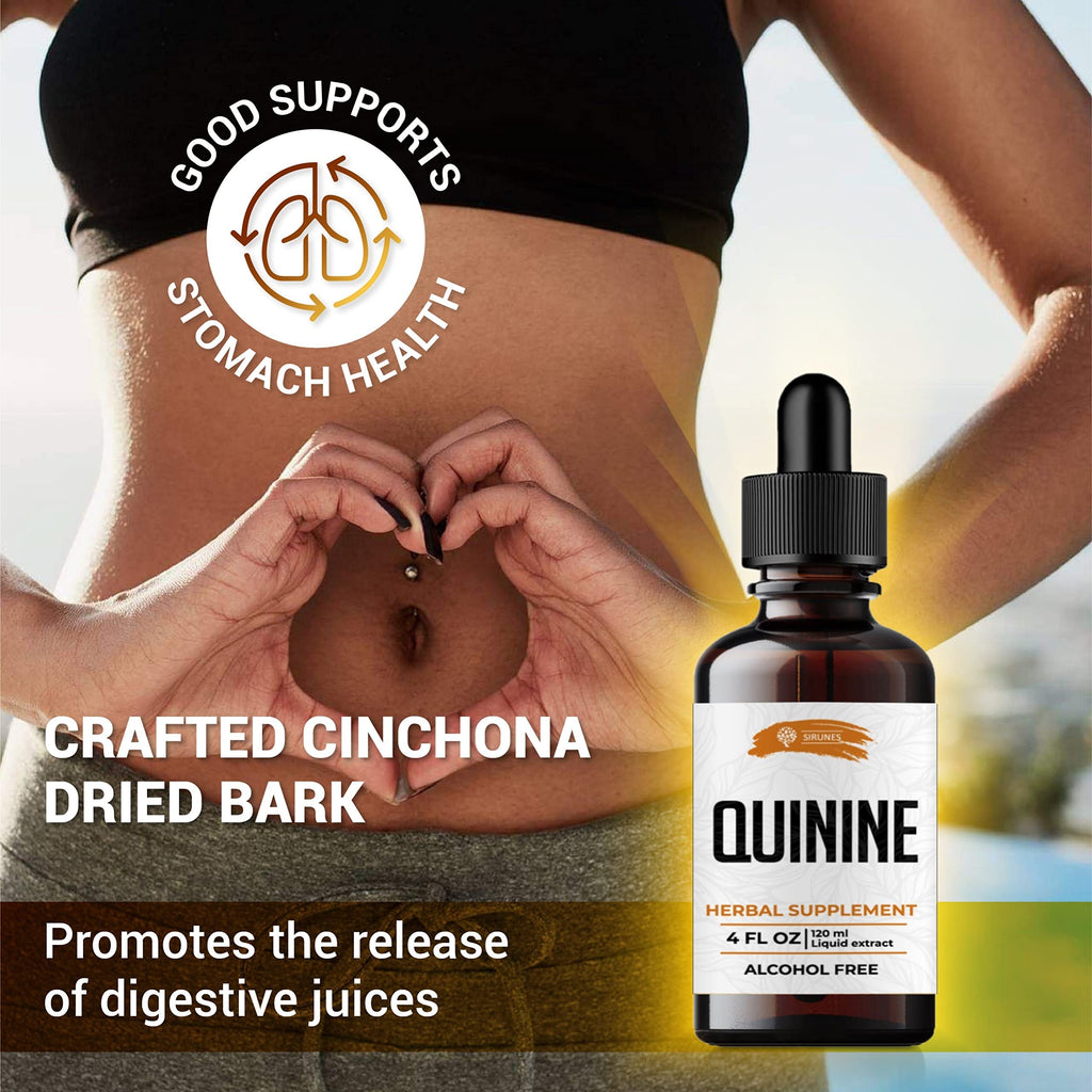 SIRUNES Quinine Tincture Extract Quinine Dried Bark Herbal Supplement Quinine Immune System Support Cinchona Bark Liquid Drops Alcohol and Gluten Free-4 fl Oz