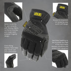 Mechanix Wear FastFit Work Gloves - Anti-Slip & Abrasion Resistant Heavy Duty Gloves - Touchscreen Compatible - Vibration Damping - Multipurpose Use - Large - Black