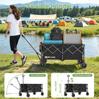 Blomoba Collapsible Wagon Cart, Folding Cart with 330LBS Capacity, Black