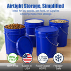 ePackageSupply 5 Gallon Bucket - Food Grade Bucket with Airtight Gasketed Tear Strip Lid, BPA-Free, Heavy-Duty 90 Mil HDPE Plastic Pail, Bulk Storage, Durable Container, Made in USA - Blue, 3 Packs