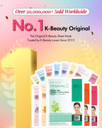DERMAL 26 Combo Pack Collagen Essence Korean Face Mask (Red & Green) - Hydrating & Soothing Facial Mask with Panthenol - Hypoallergenic Sheet Mask for All Skin Types - Natural Home Spa Treatment Mask