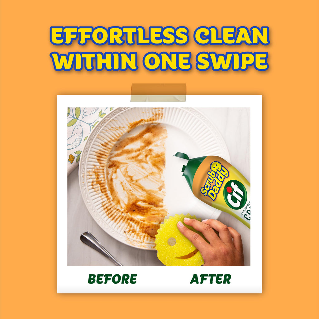 Scrub Daddy Scrub Mommy, Daddy Caddy + Cif All Purpose Cleaner - Scratch-Free, Dual-Sided Kitchen + Bathroom Scrubber + Multipurpose Cleaning Cream - Cleaning Supplies Kit for Multiple Surfaces