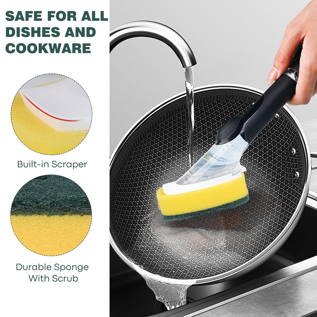 Sponge Brush Refills for OXO Dish Brush, 8 Pack Soap Dispensing Dish Refills, Scrub Replacement Head for Scrubber, Sponge Replacement Head Fits Soap Dispensing Handle