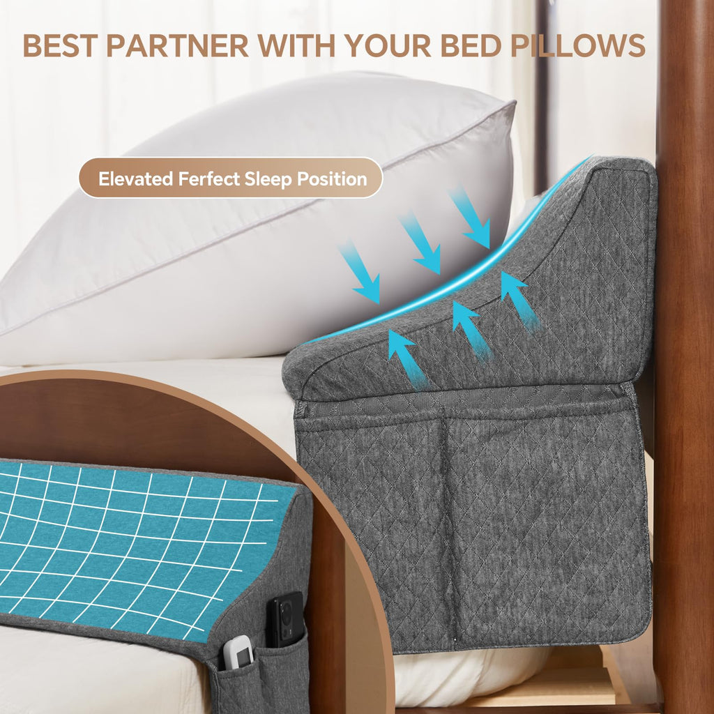EUHAMS King Size Bed Wedge Pillow for Headboard Bed Gap Filller/Mattress Gap Filler (0-7") - Wedge Pillow Headboard Triangle Foam Pillows Wedges Between Headboards Mattress (Grey,76"x10"x6")