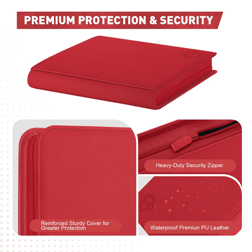 Premium Card Binder 12 Pocket for 720 Pockets Trading Card Binder, PU Zipper Card Collection Album, Sturdy Side-Loading Card Book Holder for MTG, TCG, Game Cards, Sports Cards