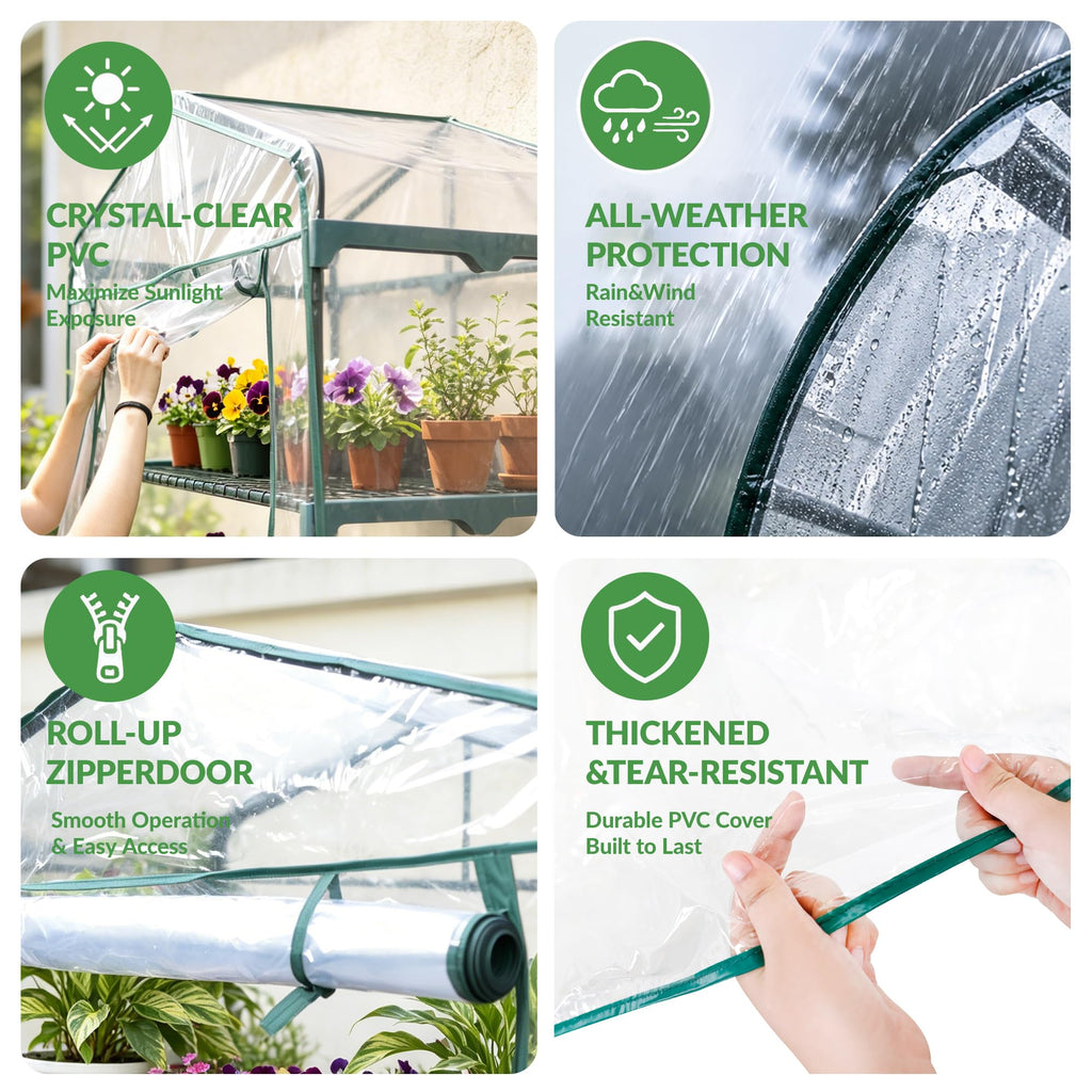 KOL 27x19x76 in PVC Cover 5-Tier Mini Greenhouse, Indoor Outdoor