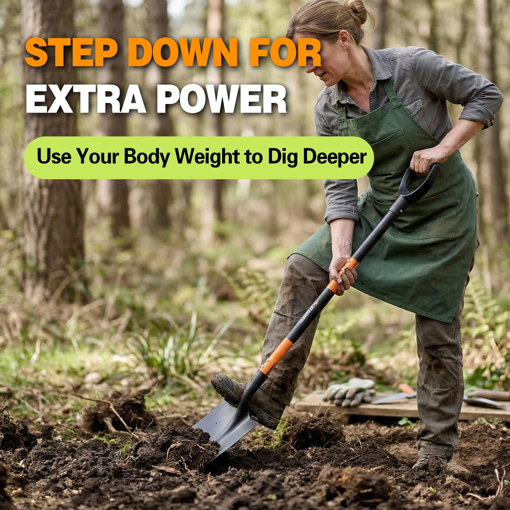 FARMHOLYCOWKING Shovel, Shovels for Digging, 47 Inch Detachable D-Handle with Anti-Slip Design, Heavy Duty Shovels for Gardening Digging
