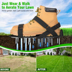 DenForste Lawn Aerator Shoes for Grass - Pre-Assembled Grass Aerator Shoes for Lawn - Soil Yard Aerator Tool for Aerating Patio Garden, Black