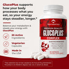 Truthentics GlucoPlus Metabolic Support, Cinnamon, Chromium, Gymnema, 60ct