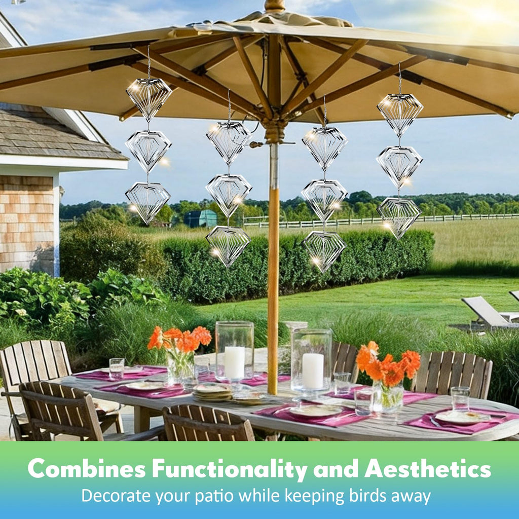 Superlong Bird Deterrents for Outside 12 Discs Stainless Steel, 4 Sets
