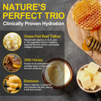 Beef Tallow for Skin, Whipped Tallow Honey Balm for Face -Grass Fed Beef Tallow & Raw Wild Honey - Organic Moisturizer for Soft, Smooth Skin- Light Scent, Moisturizing Natural Formula, 4.2 Oz