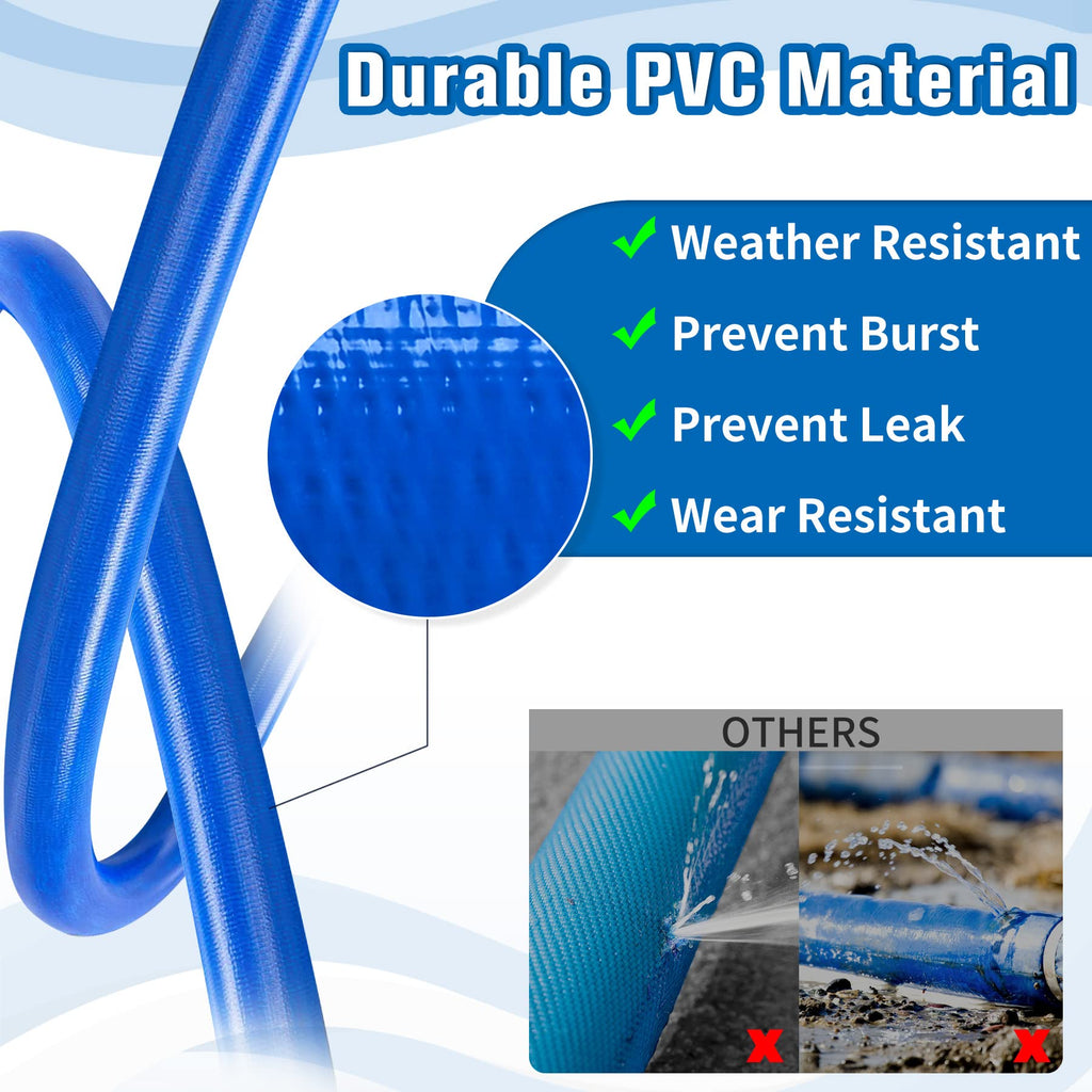 2 IN x 30FT Pool Backwash Hose Heavy Duty Drain Discharge Double PVC Layflat Hose with 2 Clamps, Weatherproof Burst Resistant for Water Transfer, Sump Pump, Pool Filter, Pool Drain (9.2M,Blue)