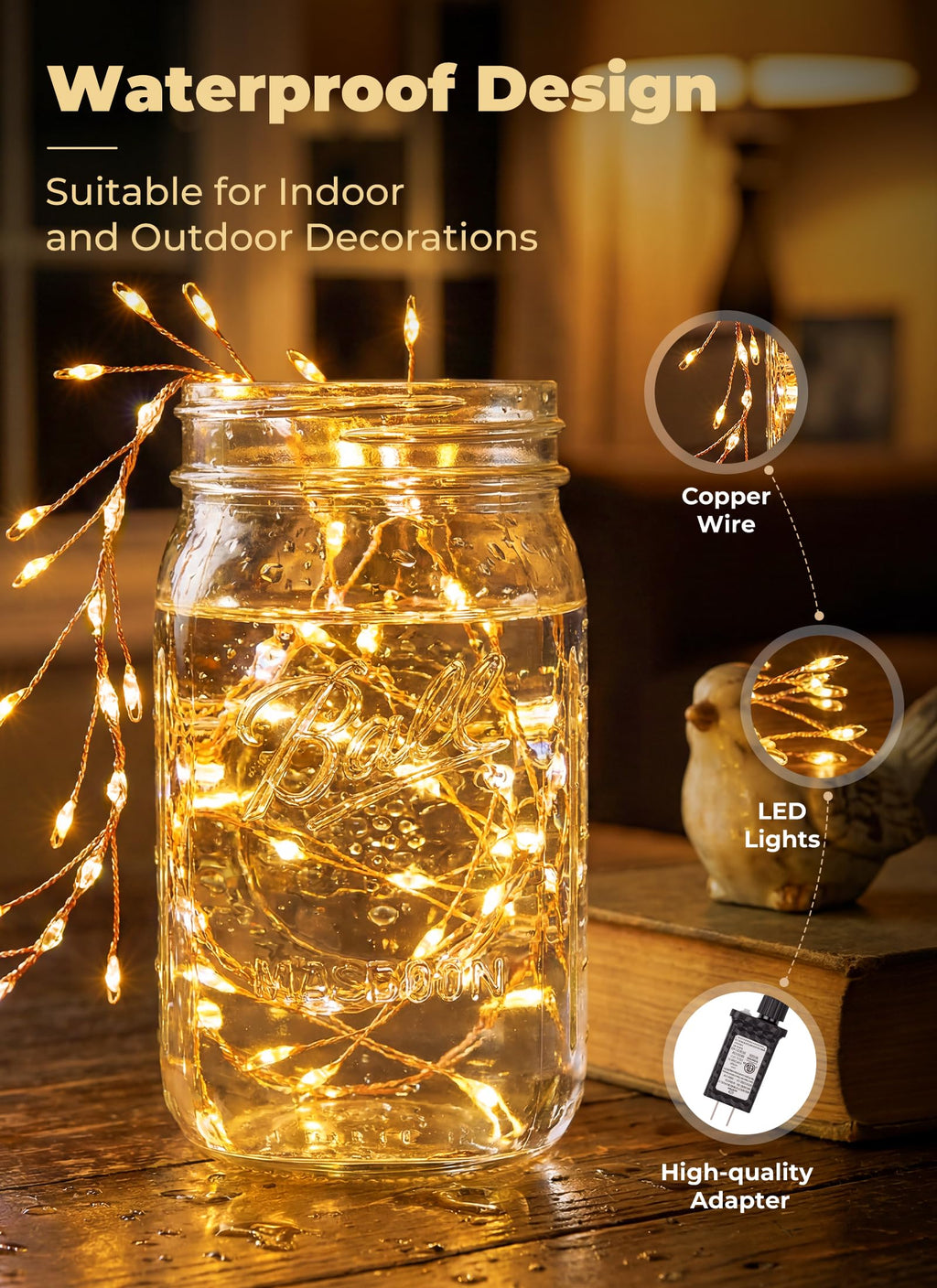SmartDawn Fairy Lights Plug in, 388 LED Twinkle Lights for Christmas Decor